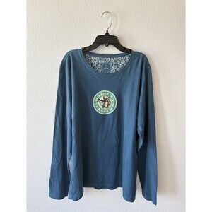 Women’s “Life is good. Simple as that.” long sleeved tshirt blue XL  horse